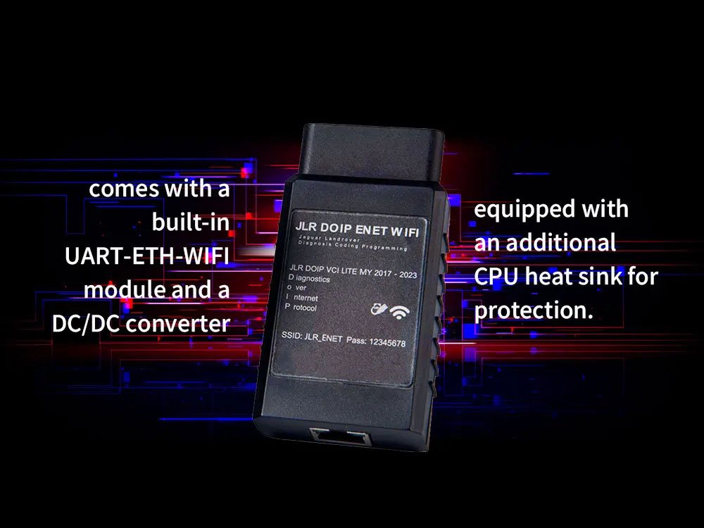 ENET WiFi adapter internal design — built-in UART-ETH-WiFi module, DC/DC converter and additional CPU heat sink for over-temperature protection