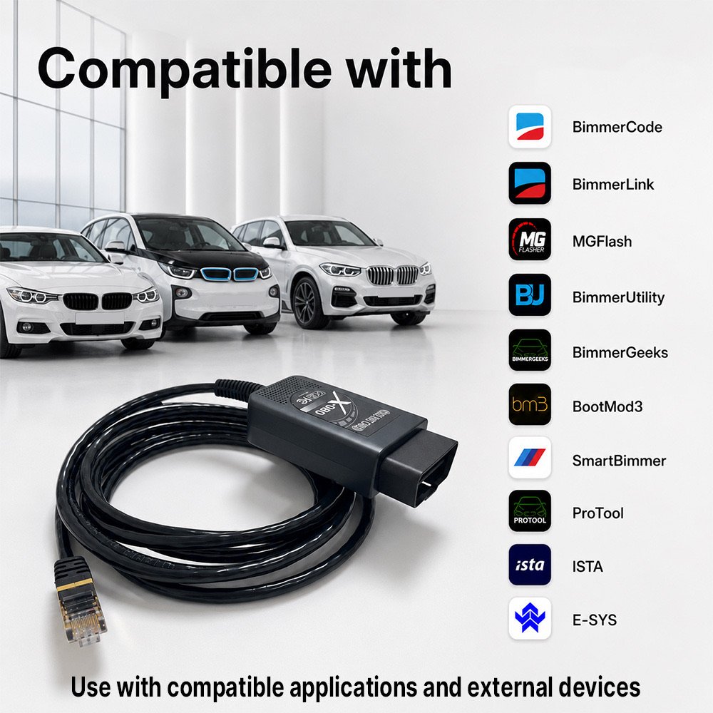 X-OBD ENET compatible with BimmerCode BimmerLink BootMod3 ISTA E-SYS and more apps