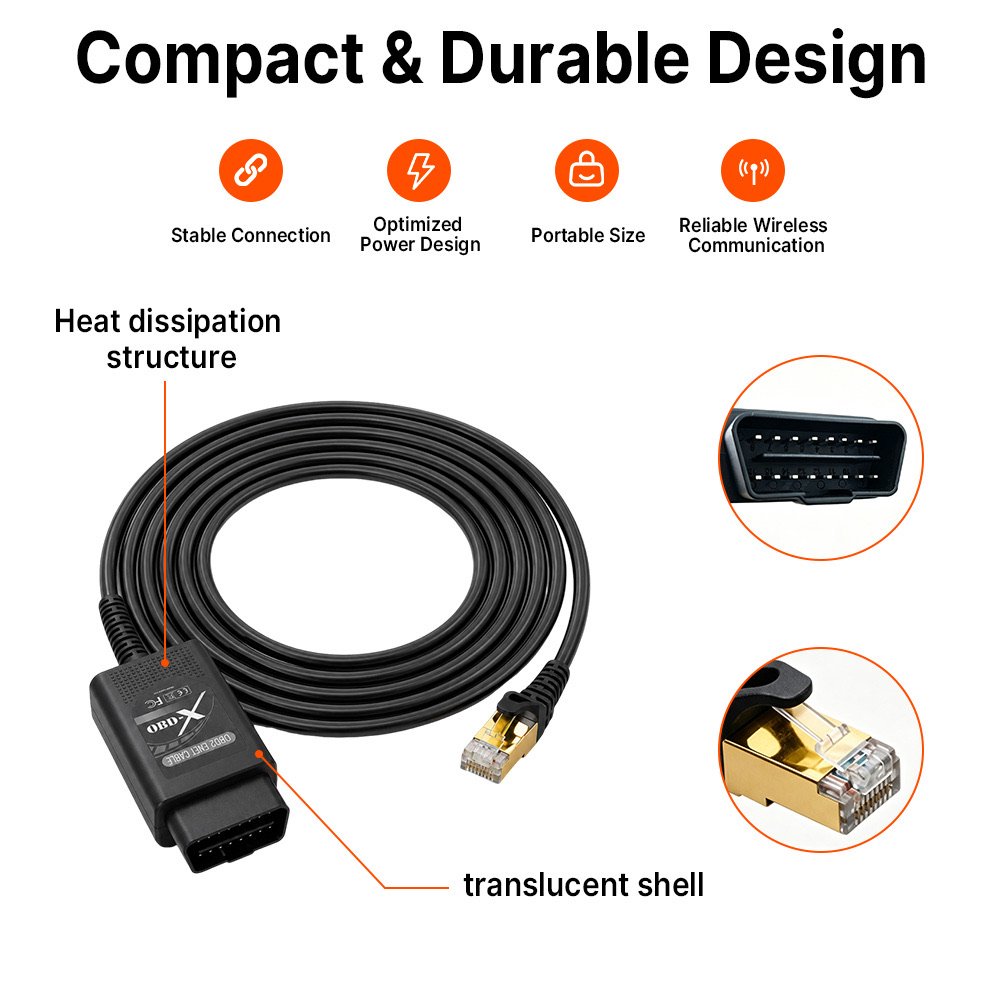 X-OBD ENET compact durable design with heat dissipation and translucent shell